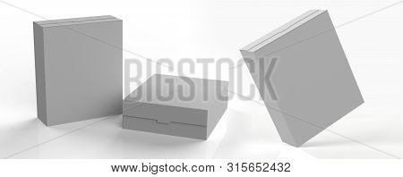Realistic Blank Cardboard Packaging Boxes Mock Up Isolated On White Background. Can Be Use For Medic