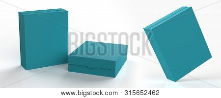 Realistic Blank Cardboard Packaging Boxes Mock Up Isolated On White Background. Can Be Use For Medic