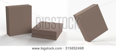 Realistic Blank Cardboard Packaging Boxes Mock Up Isolated On White Background. Can Be Use For Medic