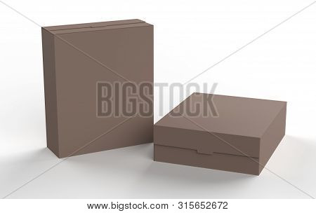 Realistic Blank Cardboard Packaging Boxes Mock Up Isolated On White Background. Can Be Use For Medic