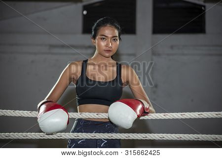 Boxing Woman Prepare To Trianing Session And Kickboxing,workout At Thai Boxing Gym.fit Female Exerci