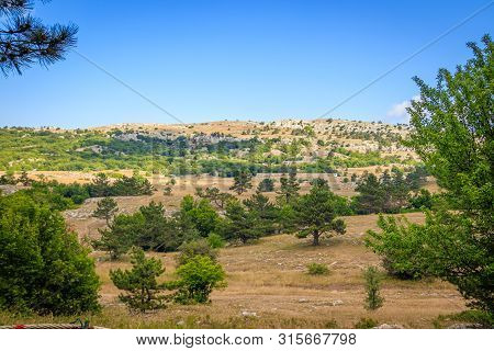 Ai-petri Mountain In The Fog. High Mountain. Crimea. Russian Mountains. Low Clouds. Beautiful Mounta