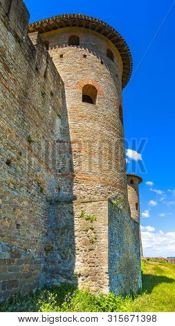 The Chateau Comtal Of Carcassonne Fortress, France.