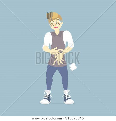 Man Farting, Having Stomach Ache, , Suffering From Diarrhea Or Constipation, Abdominal Pain, Hungry,