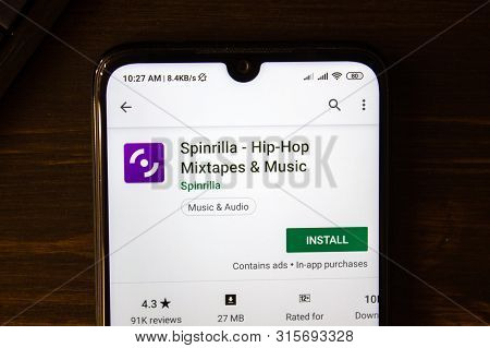 Ivanovsk, Russia - July 21, 2019: Spinrilla - Hip-hop Mixtapes And Music App On The Display Of Smart