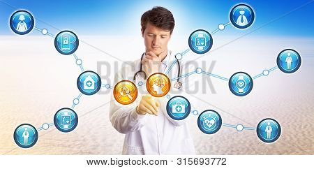 Young Doctor Using Ai To Analyze Valuable Data About Individual Patients Collected Via Wearables And