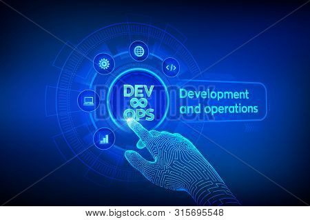 Devops. Agile Development And Optimisation Concept On Virtual Screen. Software Engineering. Software