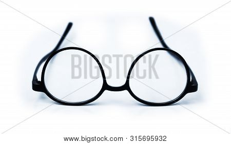 Stylish Black Frame Glasses Isolated On White Background. Eye Glasses