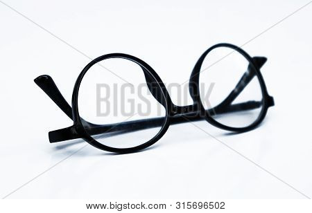 Black Eye Glasses Isolated On White Background. Stylish Eye Glasses