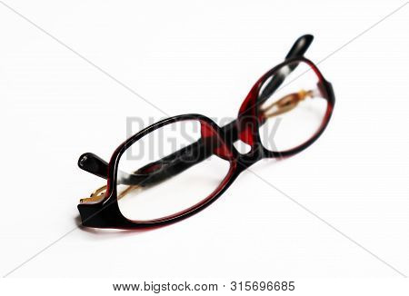 Red Frame Glasses Isolated On White Background