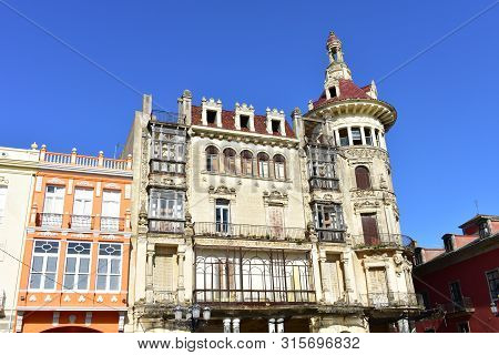 Ribadeo, Spain. March 23, 2019. Modernist House, Indiano Galician Style. Torre De Los Moreno.