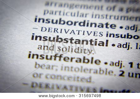 Word Or Phrase Insubstantial In A Dictionary