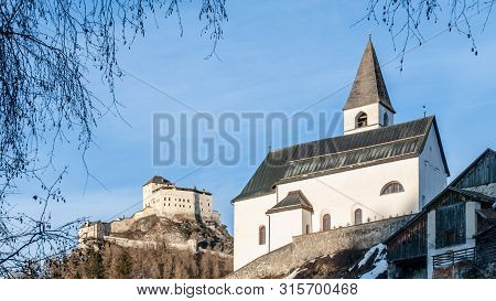 Tarasp Church And Castle In Swiss Alps