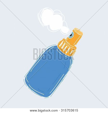 Cartoon Vector Illustration Of Hand Drawn Cosmetic Bottle Sprayer Container, Aroma, Air Freshener. H