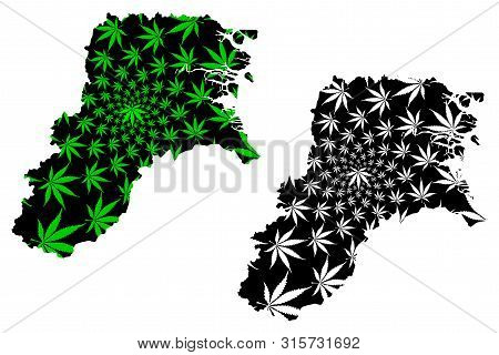 North Kalimantan (subdivisions Of Indonesia, Provinces Of Indonesia) Map Is Designed Cannabis Leaf G