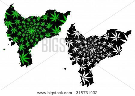 West Kalimantan (subdivisions Of Indonesia, Provinces Of Indonesia) Map Is Designed Cannabis Leaf Gr