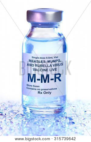 Small drug vial with MMR vaccine