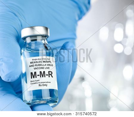 Small drug vial with MMR vaccine