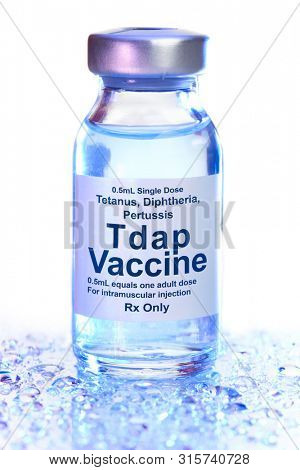 Small drug vial with Tdap vaccine