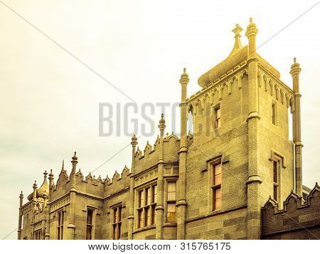 Facade Of Vorontsov Palace In Crimea, Closeup.