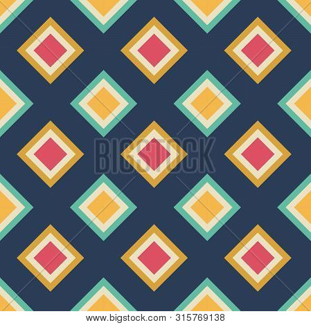 Vector Blue Background Colorful Seamless Pattern Repeating With Diamond Repeating Pattern Vector Bac