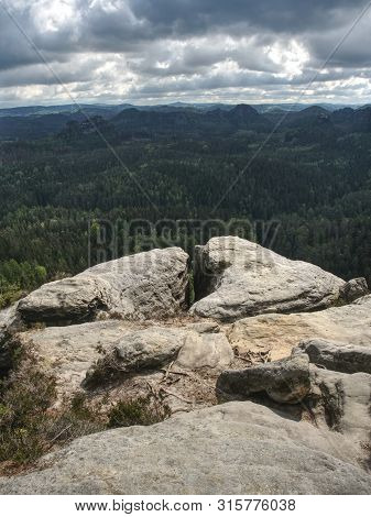 Sandstone Rocks Formed By Natural Erosion And Plate Tectonics Taken On The  Peak Of Kleiner Winterbe