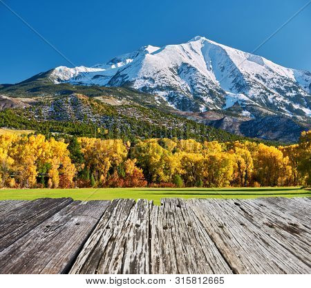Mount Sopris autumn landscape in Colorado Rocky Mountains, USA. 