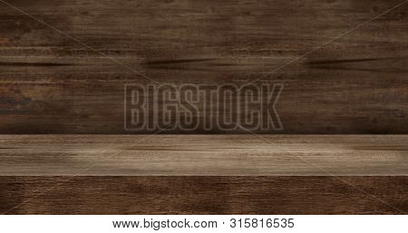 Wooden Texture Table Product Display Background.3d Perspective Studio Photography Stand.banner Mokc 