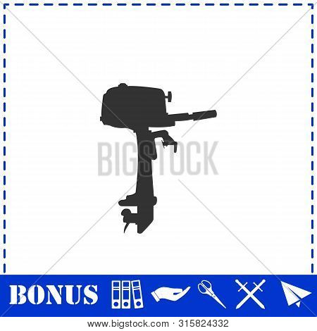Outboard Boat Motor Icon Flat. Simple Vector Symbol And Bonus Icon