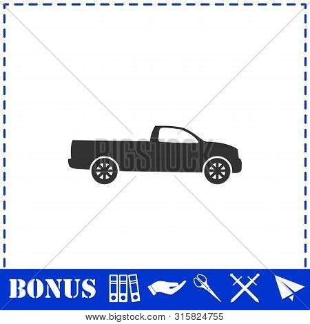 Pickup Truck Icon Flat. Simple Vector Symbol And Bonus Icon