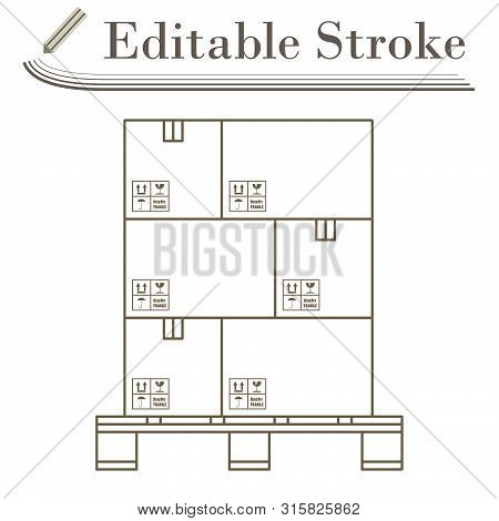 Cardboard Package Box Icon. Editable Stroke Simple Design. Vector Illustration.