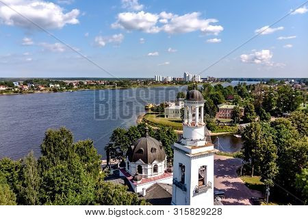 Panorama Of The Church Of St. Prince Alexander Nevsky. Ust-izhora Leningrad Region, Russia. (aero Ph