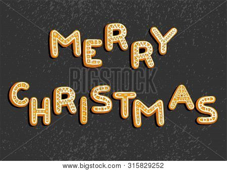 Vector Chrictmas Card With Cookies, Hand Drawn Illustration, Isolated Design Elements