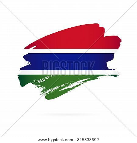 Gambia Flag. Vector Illustration On A White Background. Brush Strokes Are Drawn By Hand.