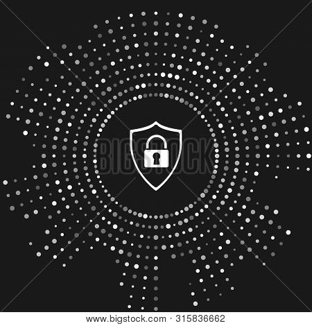 White Shield Security With Lock Icon Isolated On Grey Background. Protection, Safety, Password Secur