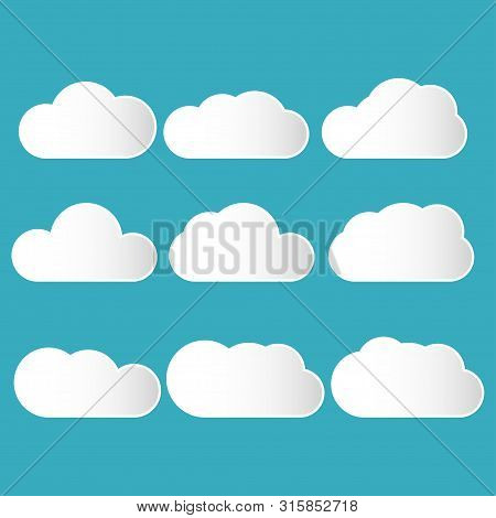 Set Of Clouds Icon In Blue Sky Vector