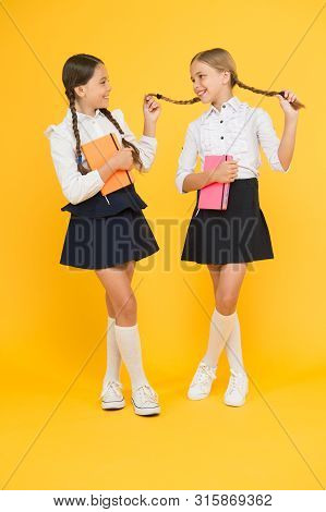 Kids Best Friends Classmates. School Friendship. Friendship Goals. Cute School Girls With Books. Fir