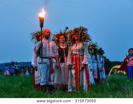 Bolshaya Rechka, Russia - June 24 2017: Celebrating Of Belorussian Holiday Ivan Kupala Near The Rive