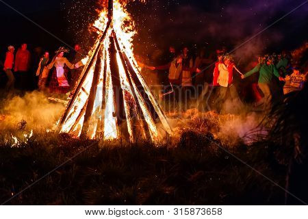 Bolshaya Rechka, Russia - June 24 2017: Celebrating Of Belorussian Holiday Ivan Kupala Near The Rive