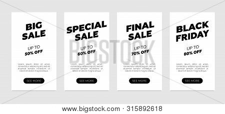 Sale Banner Design Template Set. Clean Flyer On White Background. Big Special Final Black Friday Dis