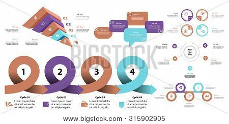 Business Infographic Presentation Slide Design Set Can Be Used For Workflow Layout, Annual Report, W