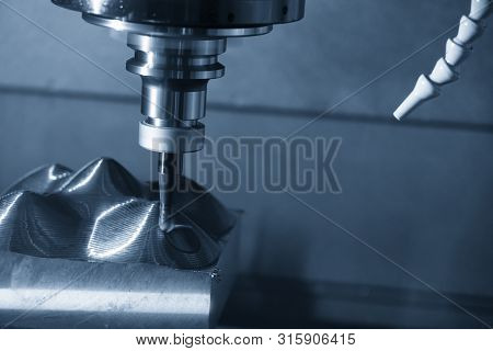 The Cnc Milling Machine Rough Cutting The Mould Parts With Indexable Ball Endmill Tool.the Mould And