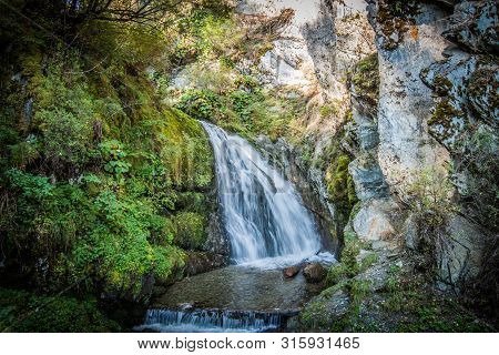 Altai Republic. Chedor Waterfall Is Located On One Of The Shores Of Lake Teletskoye.