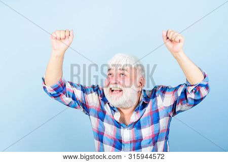 Be Your Best. Mature Bearded Man In White Wig. Hairloss Concept. Grandfather On Retirement. Senior M