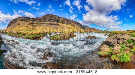 Fossalar, One Of The Gems Of Skaftarhreppur. Small Waterfall Near Skaftarhreppur. Location: Fossalar