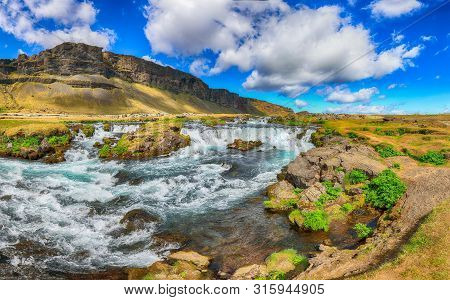 Fossalar, One Of The Gems Of Skaftarhreppur. Small Waterfall Near Skaftarhreppur. Location: Fossalar