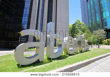 Madrid Spain - May 28, 2019: Abertis Toll Road Management Company Madrid Spain