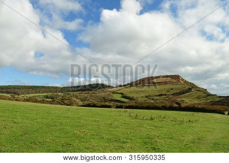 Scenic View Of Golden Cap In Dorset