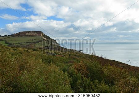Scenic View Of Golden Cap In Dorset