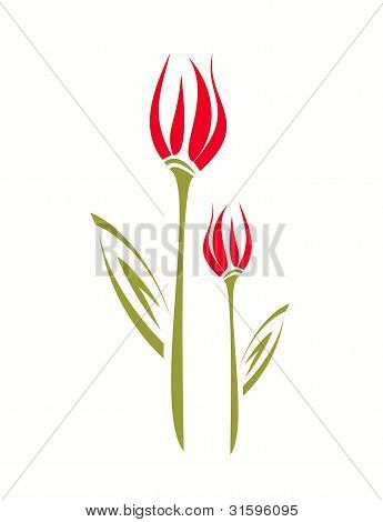 Tulip tyylitelty vektori esimerkki. Eristetty symboli